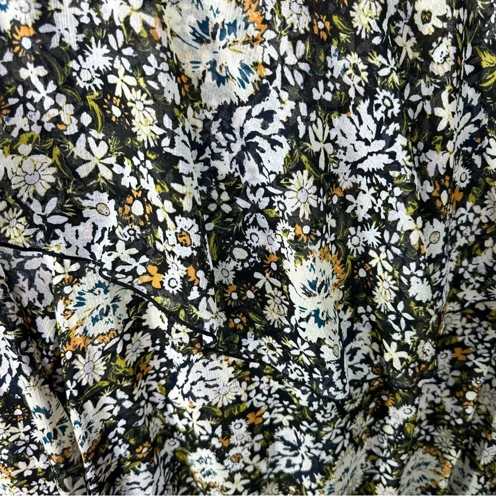 Free People Black Floral Bodysuit sz M